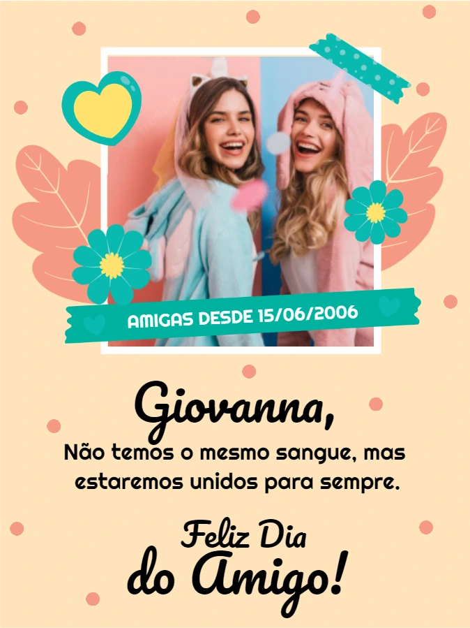 Cartão de Dia do Amigo com Foto para Editar Online
