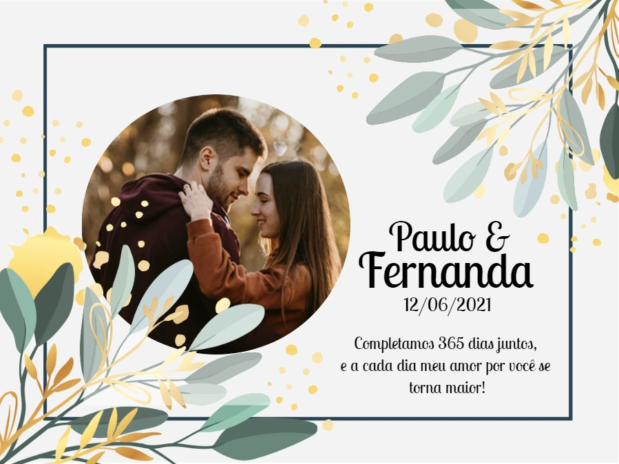 Cartão de Aniversário de Namoro com Foto para Editar Online