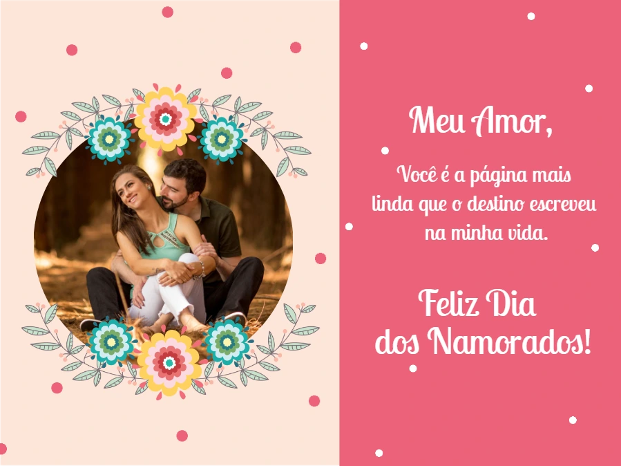 Cartão Dia dos Namorados com Foto Floral para Editar Online