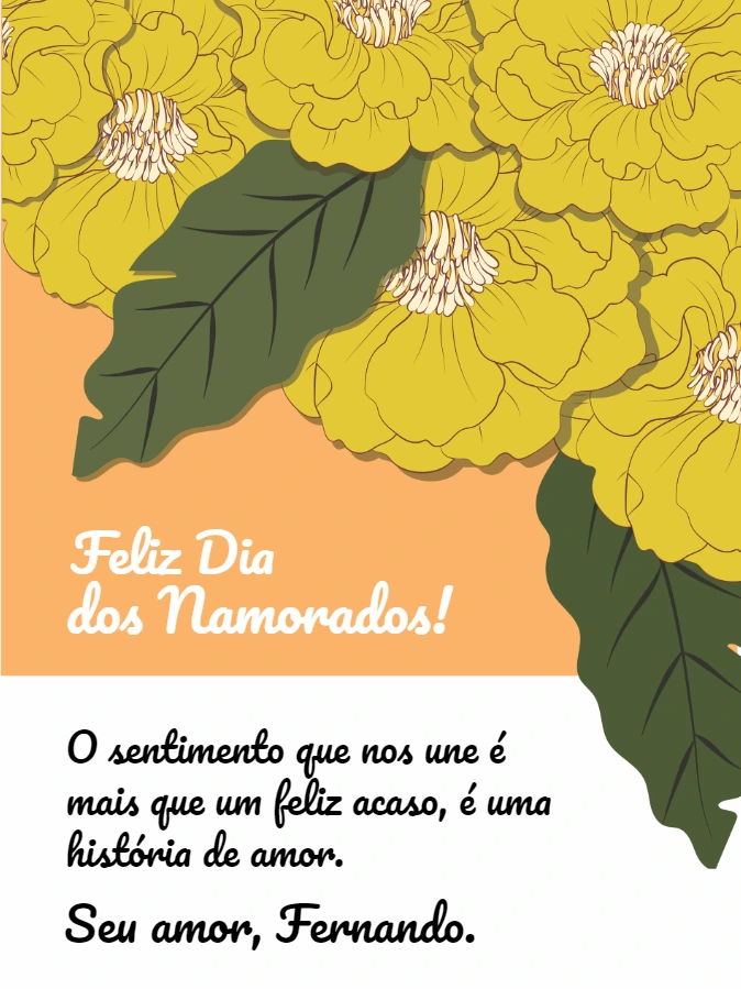Cartão Dia dos Namorados com Flores para Editar Online