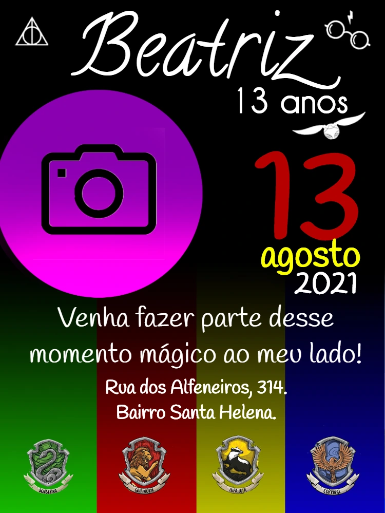 Convite de Aniversário Harry Potter com Foto para Editar Online