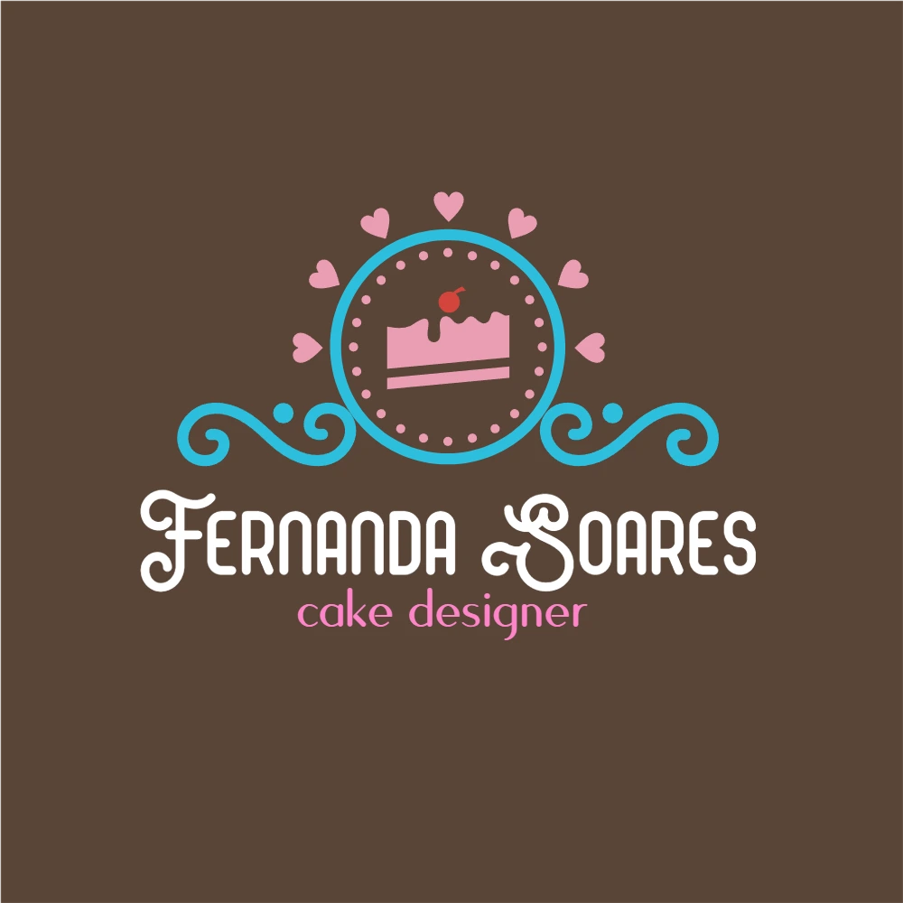 Logo para Confeitaria com Bolo e Corações para Editar Online