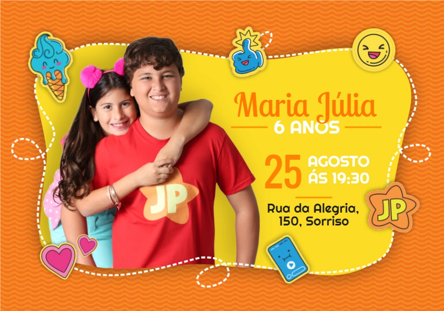 Convite Aniversário JP e Maria Clara para Editar Online