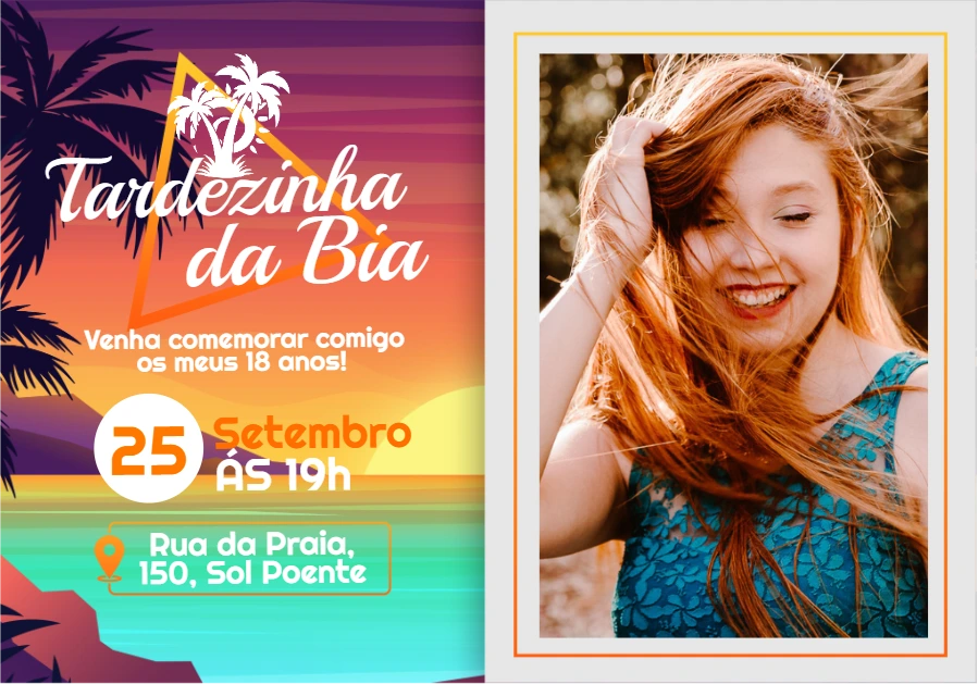 Convite Aniversário Tardezinha com Foto para Editar Online
