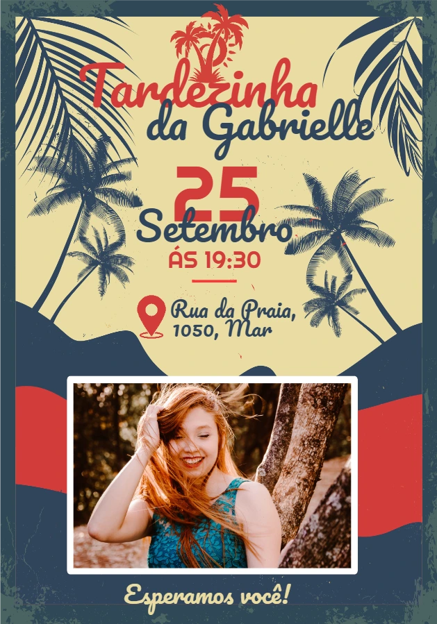 Convite Aniversário Tardezinha com Foto para Editar Online