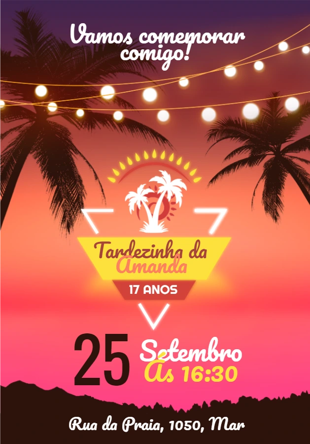 Convite Aniversário Tardezinha Tropical para Editar Online