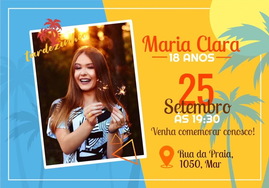 Convite Aniversário Tardezinha com Foto para Editar Online