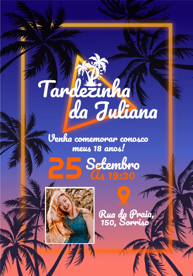 Convite Aniversário Tardezinha com Foto para Editar Online
