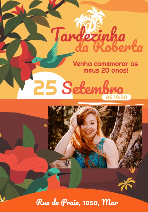 Convite Aniversário Tardezinha com Foto para Editar Online