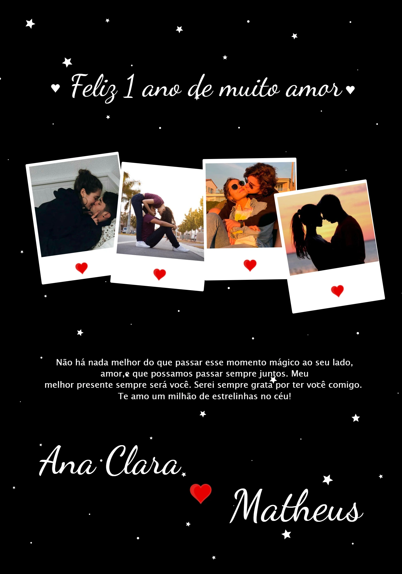 Quadro de Aniversário Romântico com Fotos para Editar
