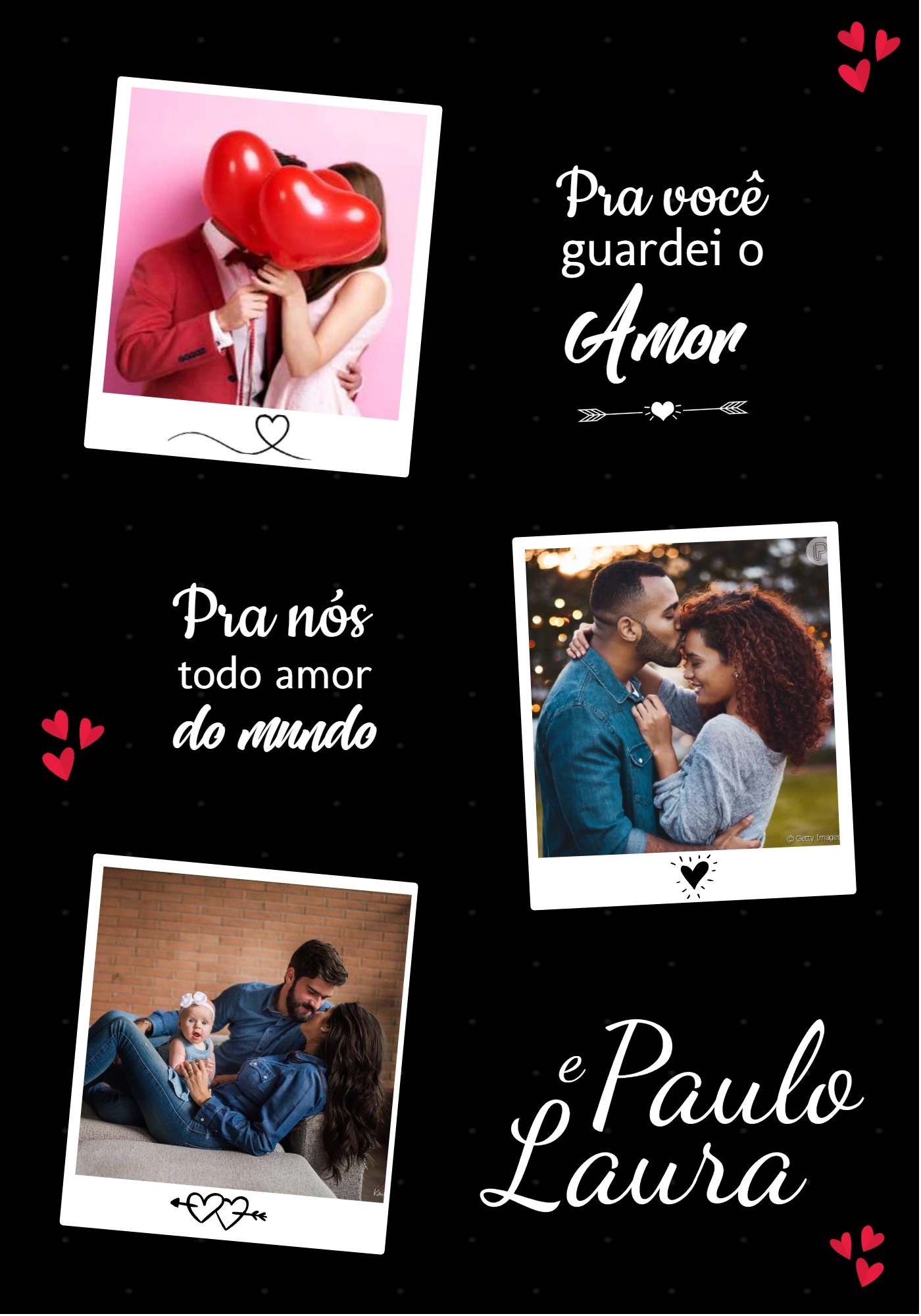 Colagem de Fotos Romântica Dia dos Namorados para Editar