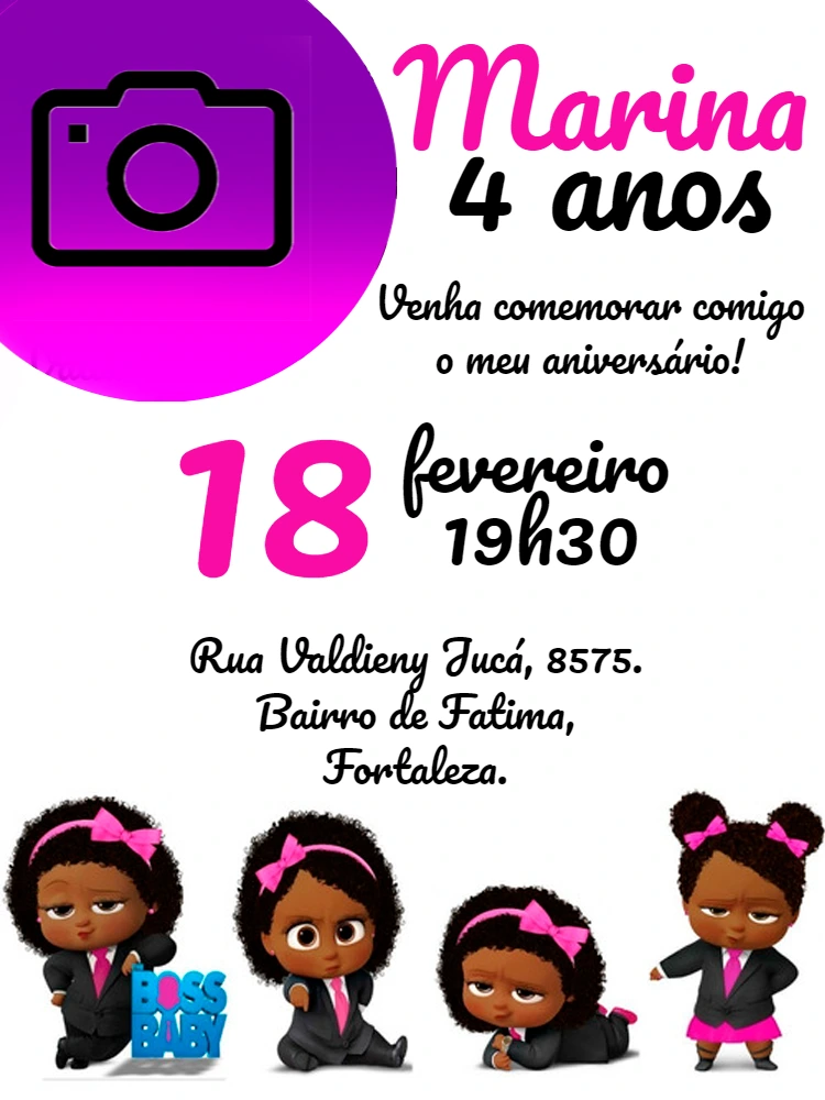 Convite Poderosa Chefinha Negra com Foto para Editar Online