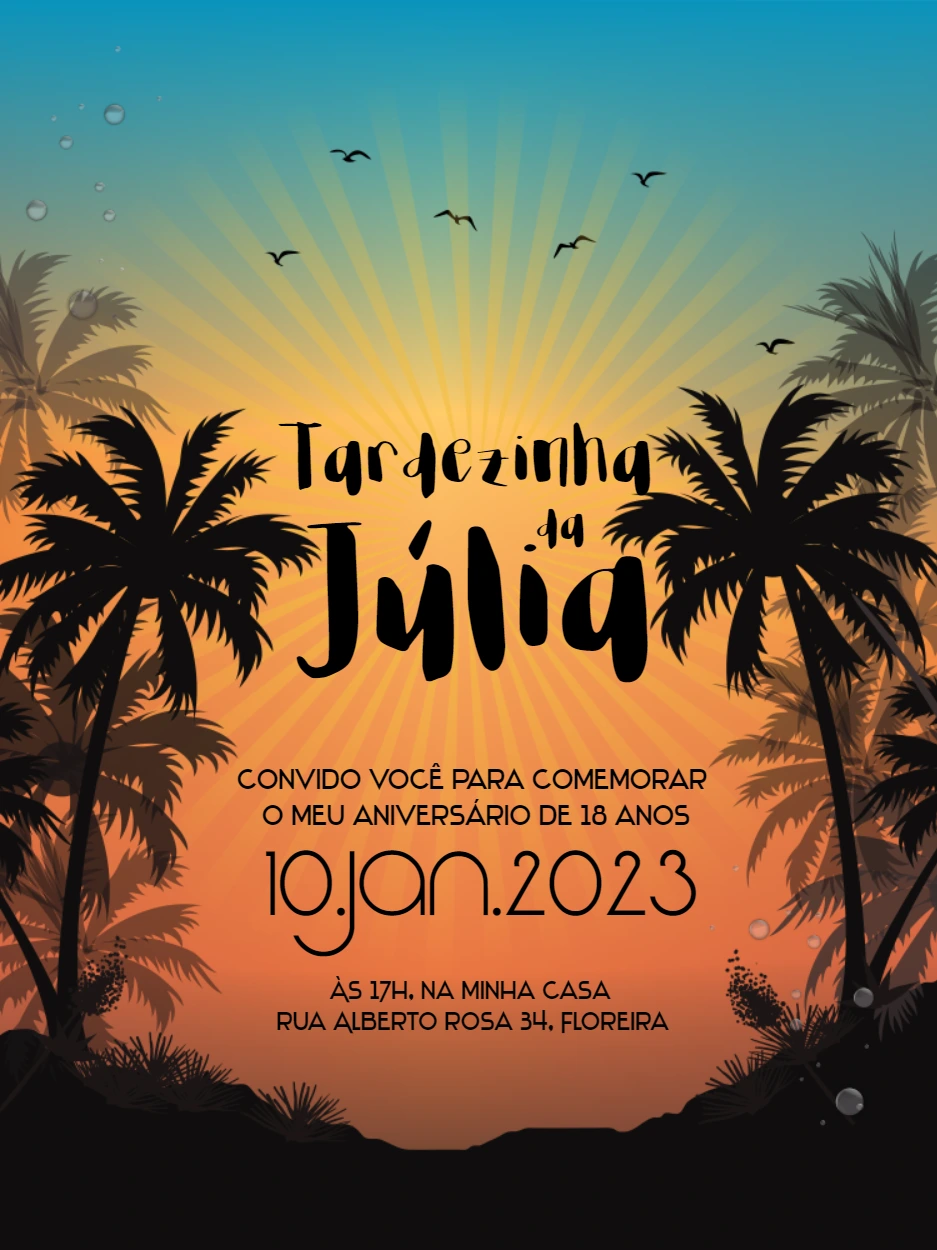 Convite de Aniversário Tardezinha com Pôr do Sol para Editar