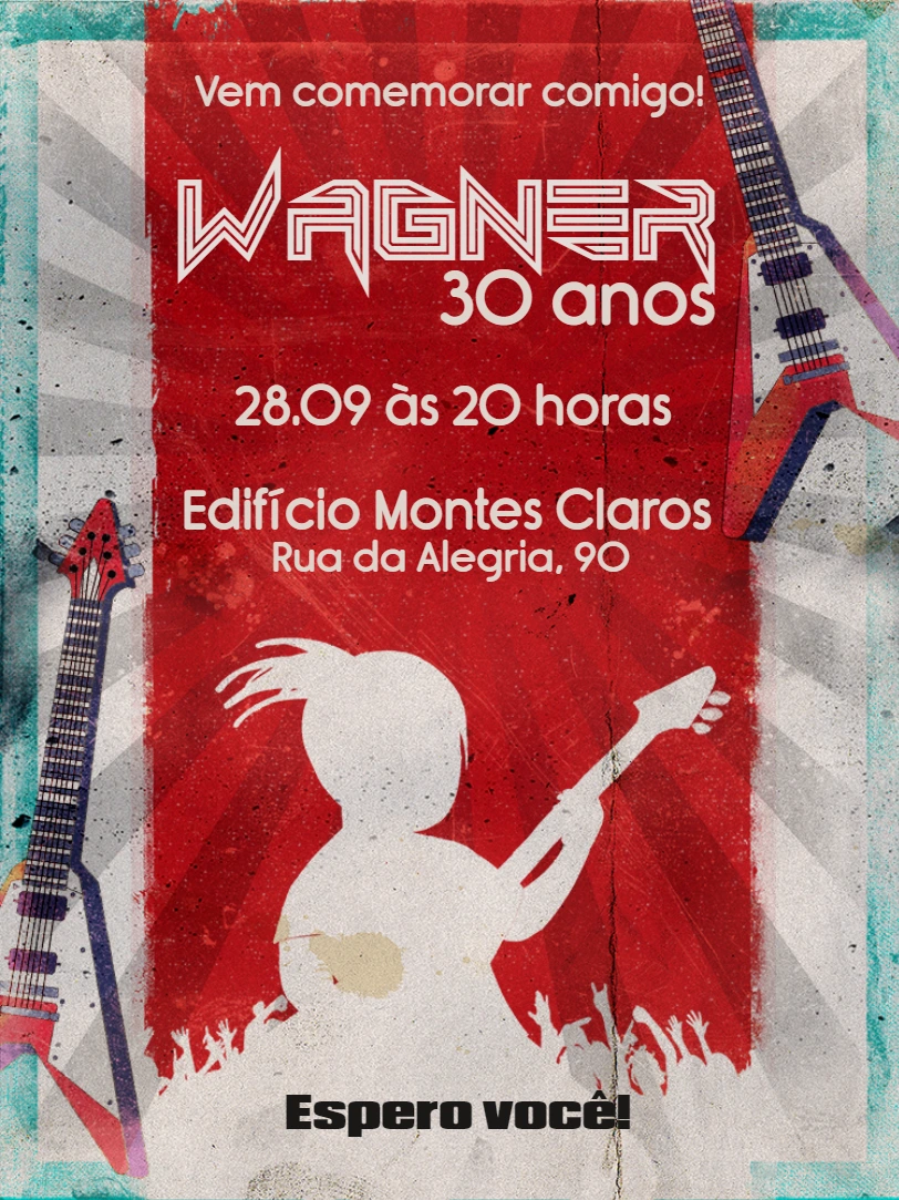 Convite de Aniversário Rock n Roll para Editar Online