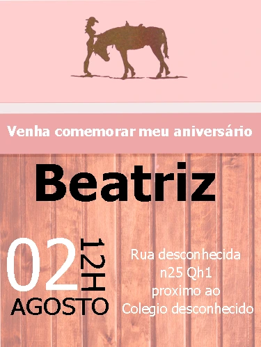 Convite de Aniversário Boiadeira com Cavalo para Editar Online