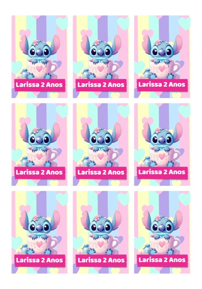 Tag Aniversário Stitch para Lembrancinha Editável Online