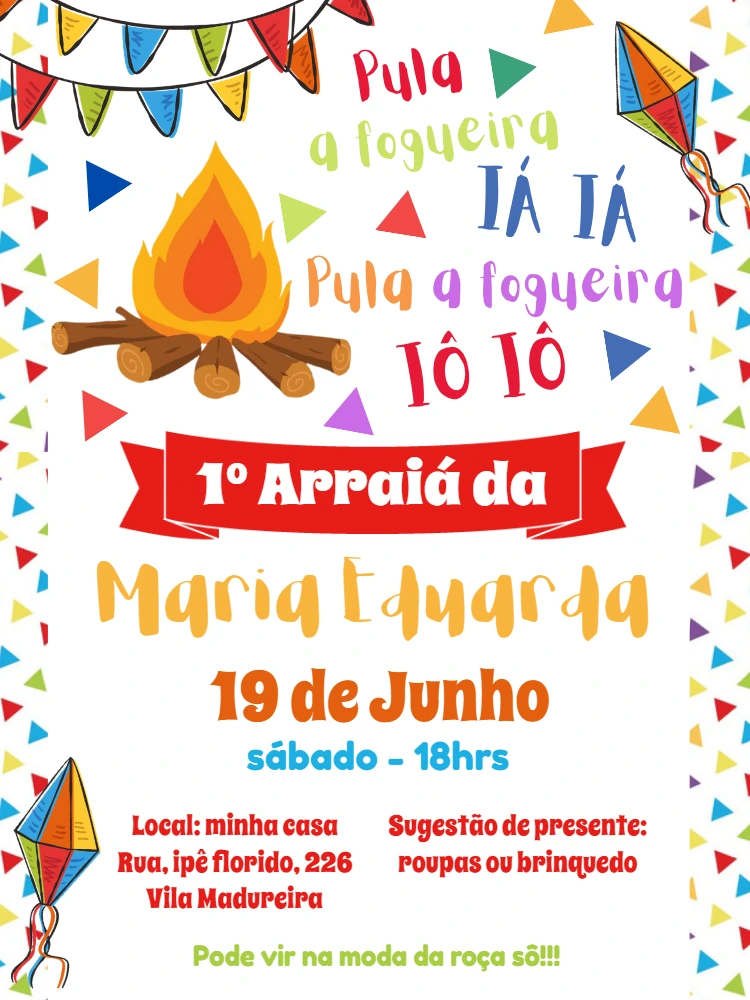 Convite de Aniversário Arraiá Festa Junina para Editar Online