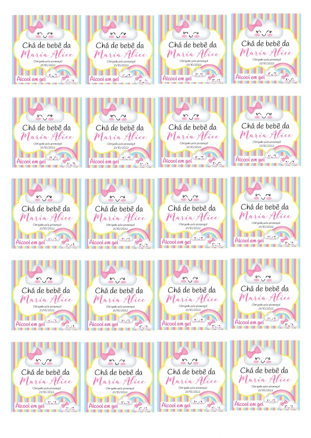 Tag Chá de Bebê Chuva de Amor para Editar e Imprimir