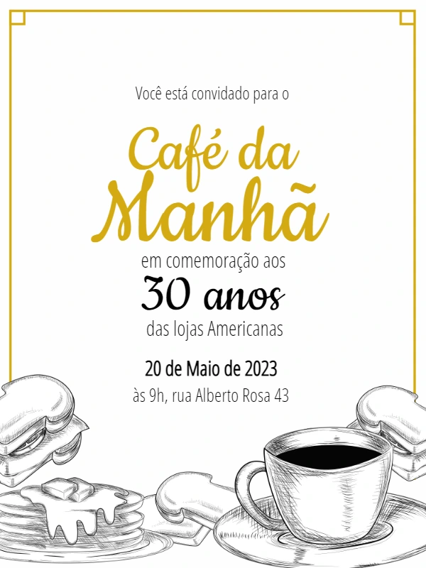 Convite de Café da Manhã com Ilustração para Editar Online