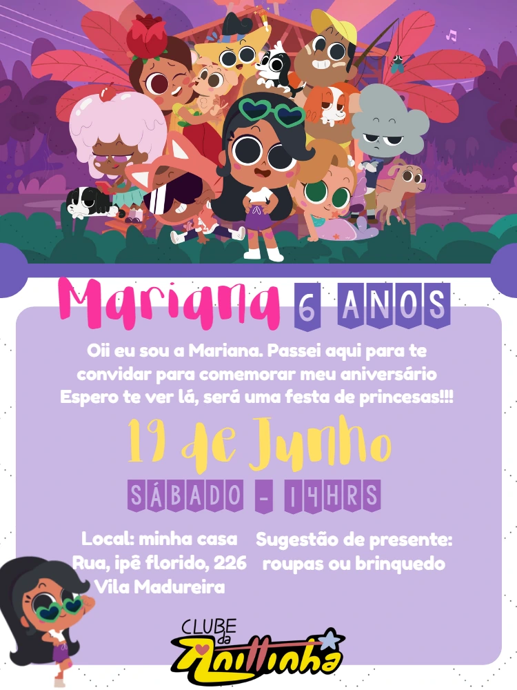 Convite de Aniversário Clube da Anittinha para Editar Online