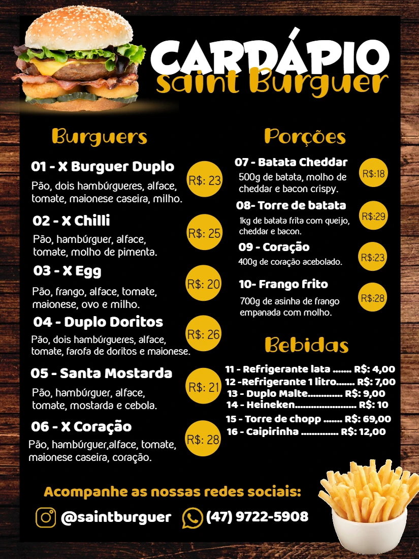 Cardápio de Hamburgueria Rústico para Editar Online