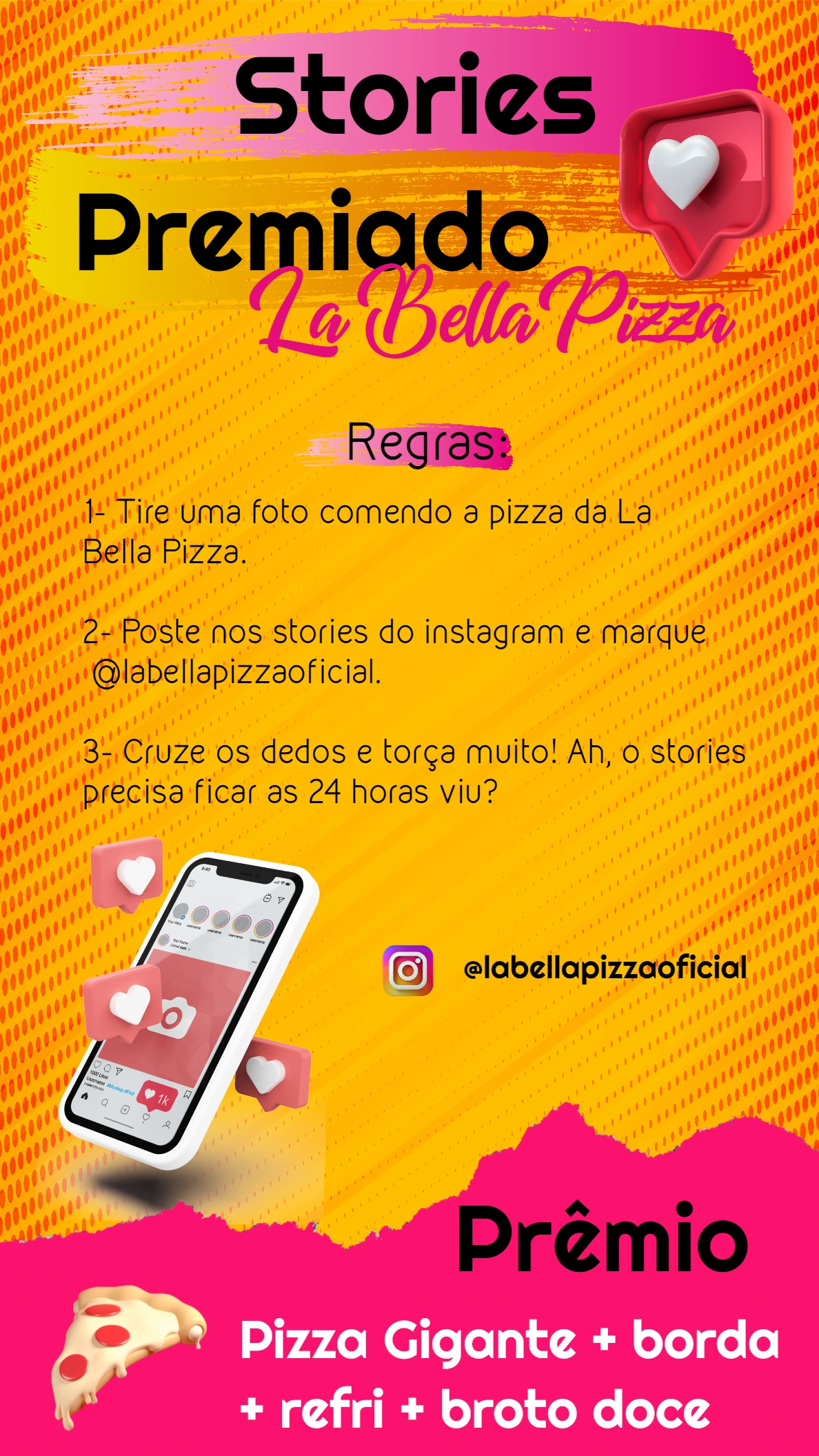 Post de Sorteio para Pizzaria: Crie sua Arte Editável Online