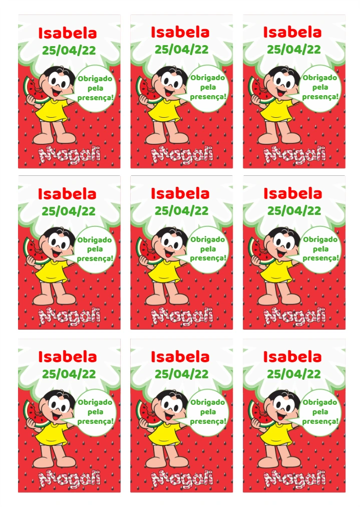 Tag de Aniversário Magali Editável para Imprimir Online