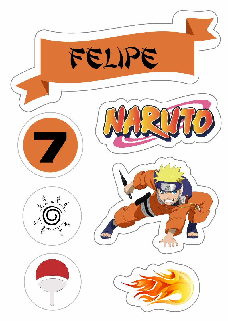 Topo de Bolo Naruto Editável Online para Festa de Aniversário