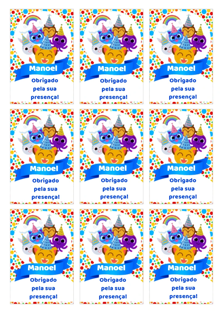 Tag Aniversário Bolofofos para Editar e Imprimir