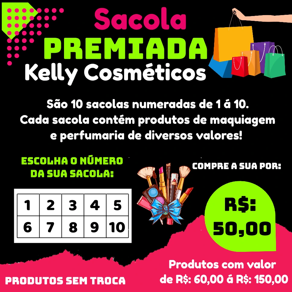 Flyer Sacola Premiada Cosméticos para Editar Online