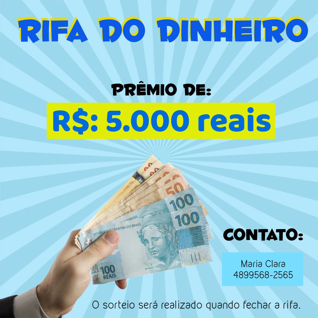 Arte de Rifa de Dinheiro para Editar Online e Imprimir
