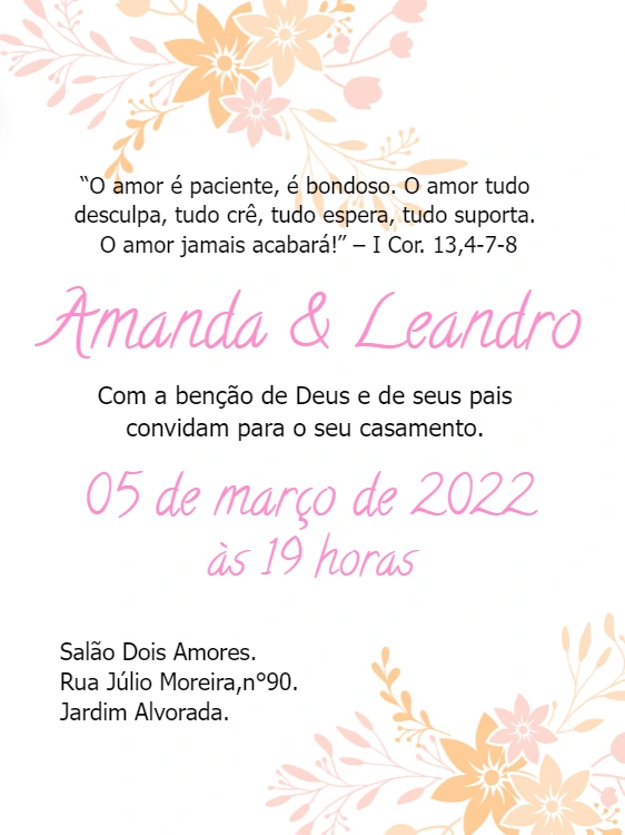 Convite de Casamento Floral Delicado para Editar Online