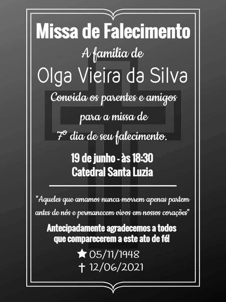 Convite Missa de Falecimento Sóbrio e Elegante para Editar Online