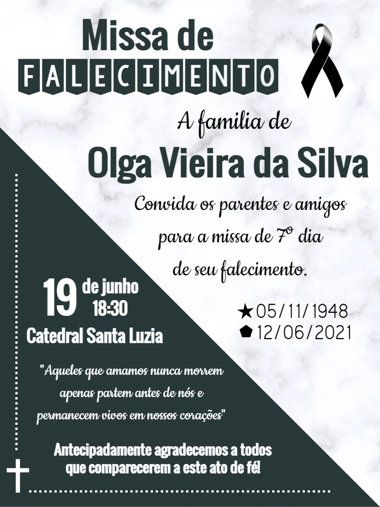 Convite Missa de Falecimento Mármore para Editar Online