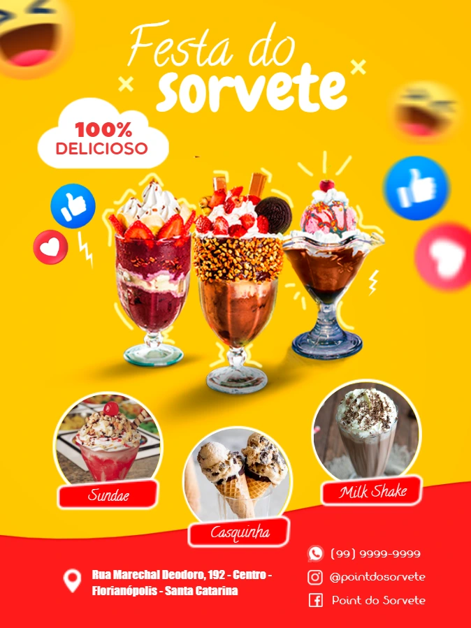 Flyer Promocional de Sorveteria para Editar Online