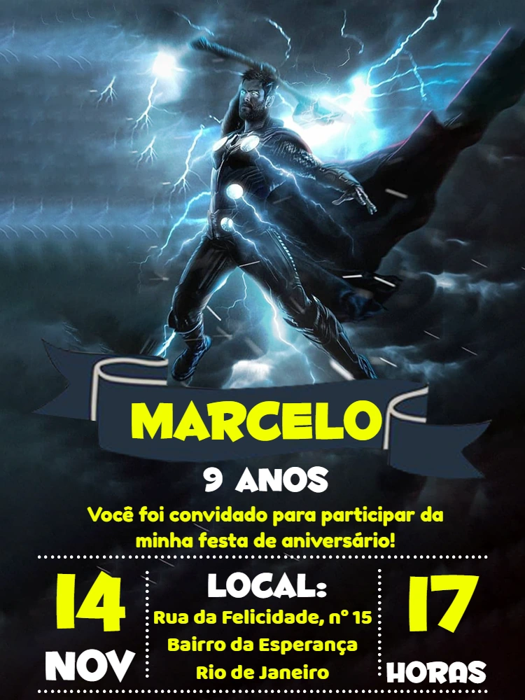 Convite de Aniversário do Thor Editável Online