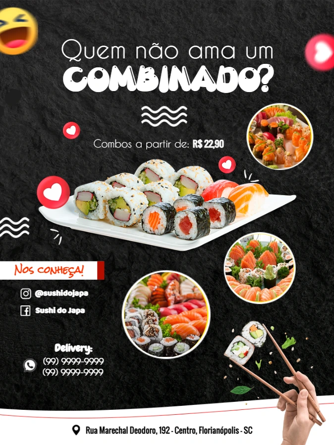 Flyer de Sushi e Combinados para Editar Online