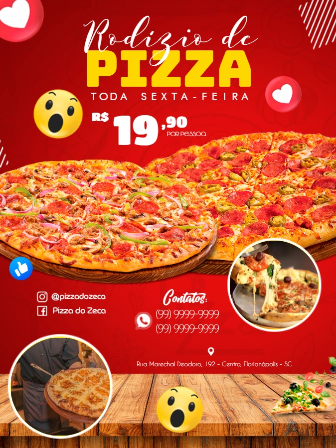 Folheto de Rodízio de Pizza para Editar Online