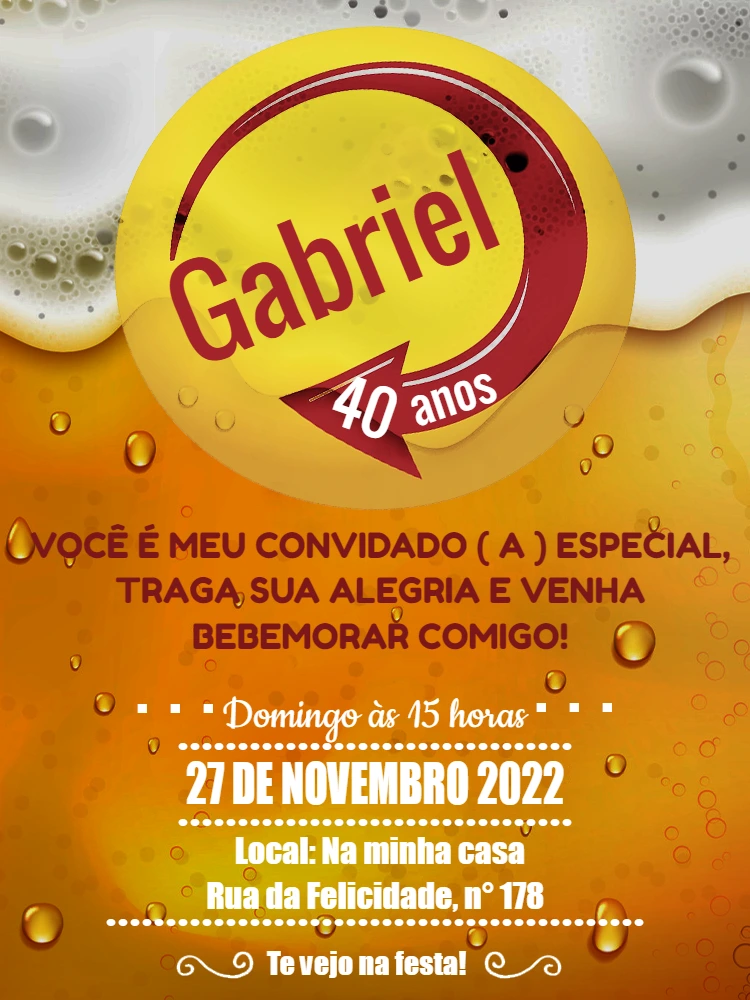 Convite de Aniversário Tema Boteco Cerveja para Editar Online