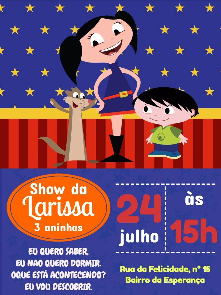 Convite de Aniversário O Show da Luna para Editar Online