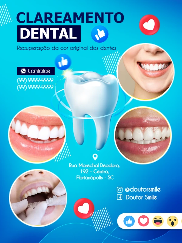 Folheto de Clareamento Dental Profissional para Editar Online
