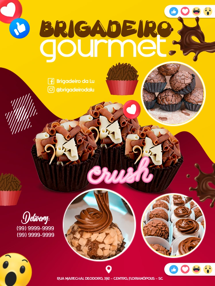 Folheto de Brigadeiro Gourmet com Fotos para Editar Online