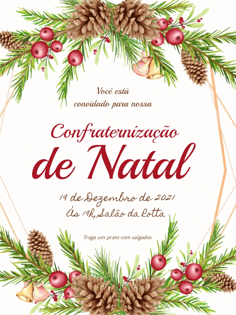 Convite Confraternização de Natal Aquarela para Editar Online