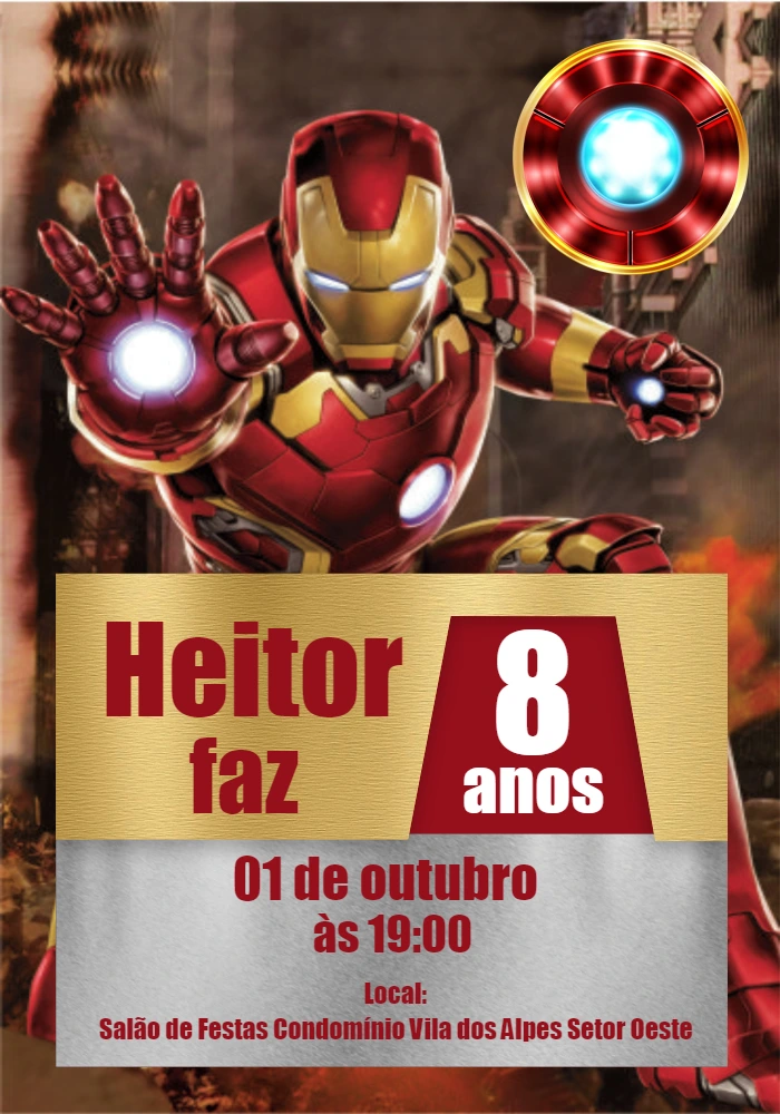 Convite Aniversário Homem de Ferro para Editar Online