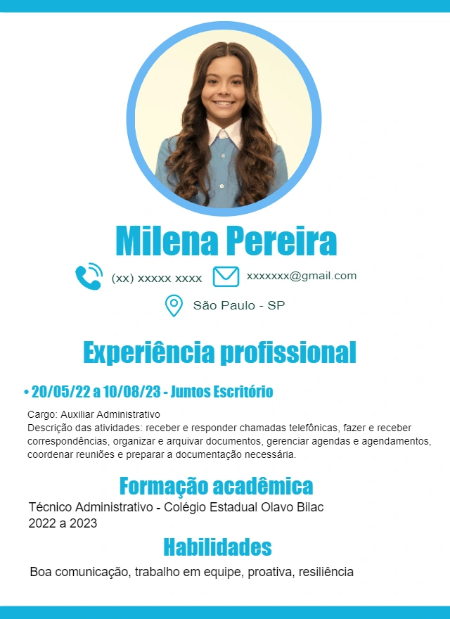 Modelo de Currículo com Foto Profissional para Editar Online