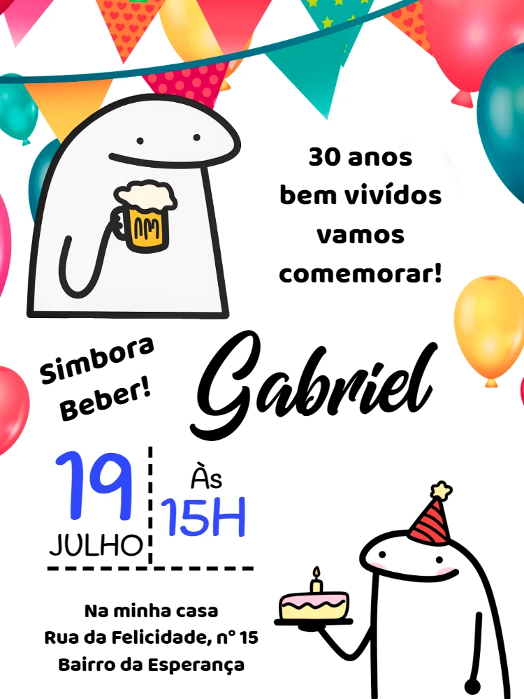 Convite de Aniversário Flork Meme para Editar Online