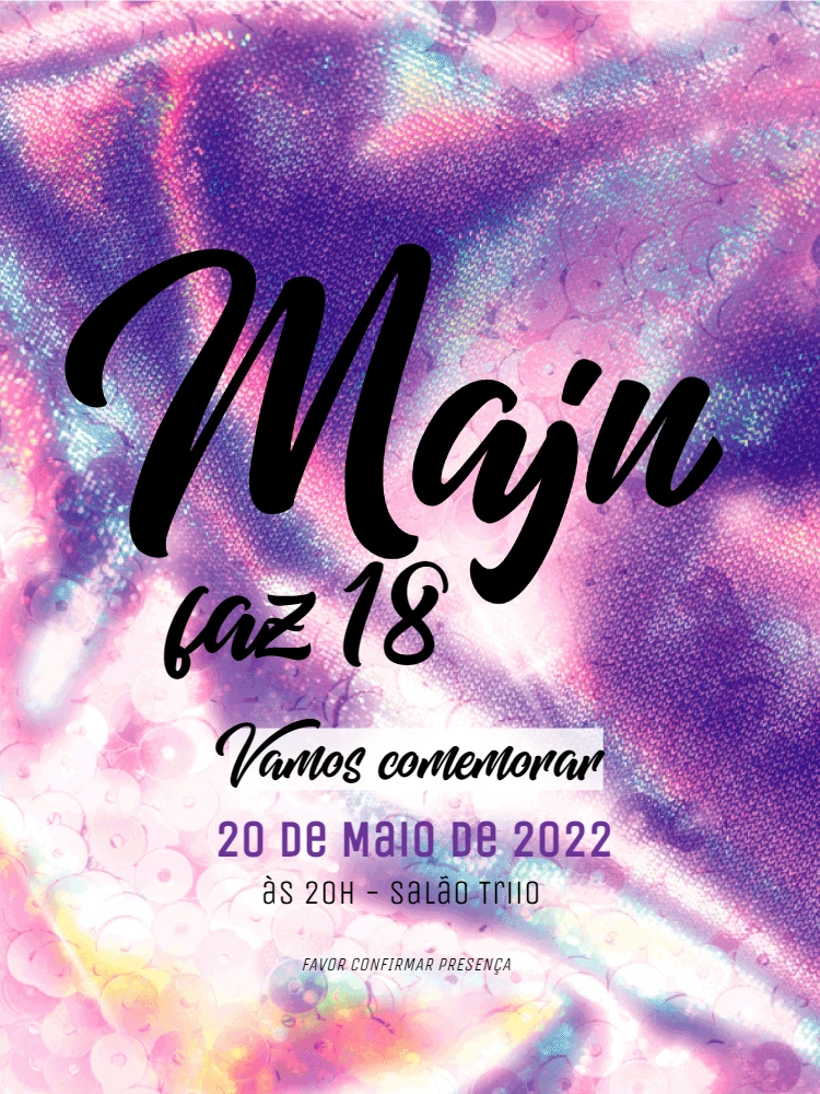 Convite Aniversário 18 Anos Estilo Euphoria para Editar Online