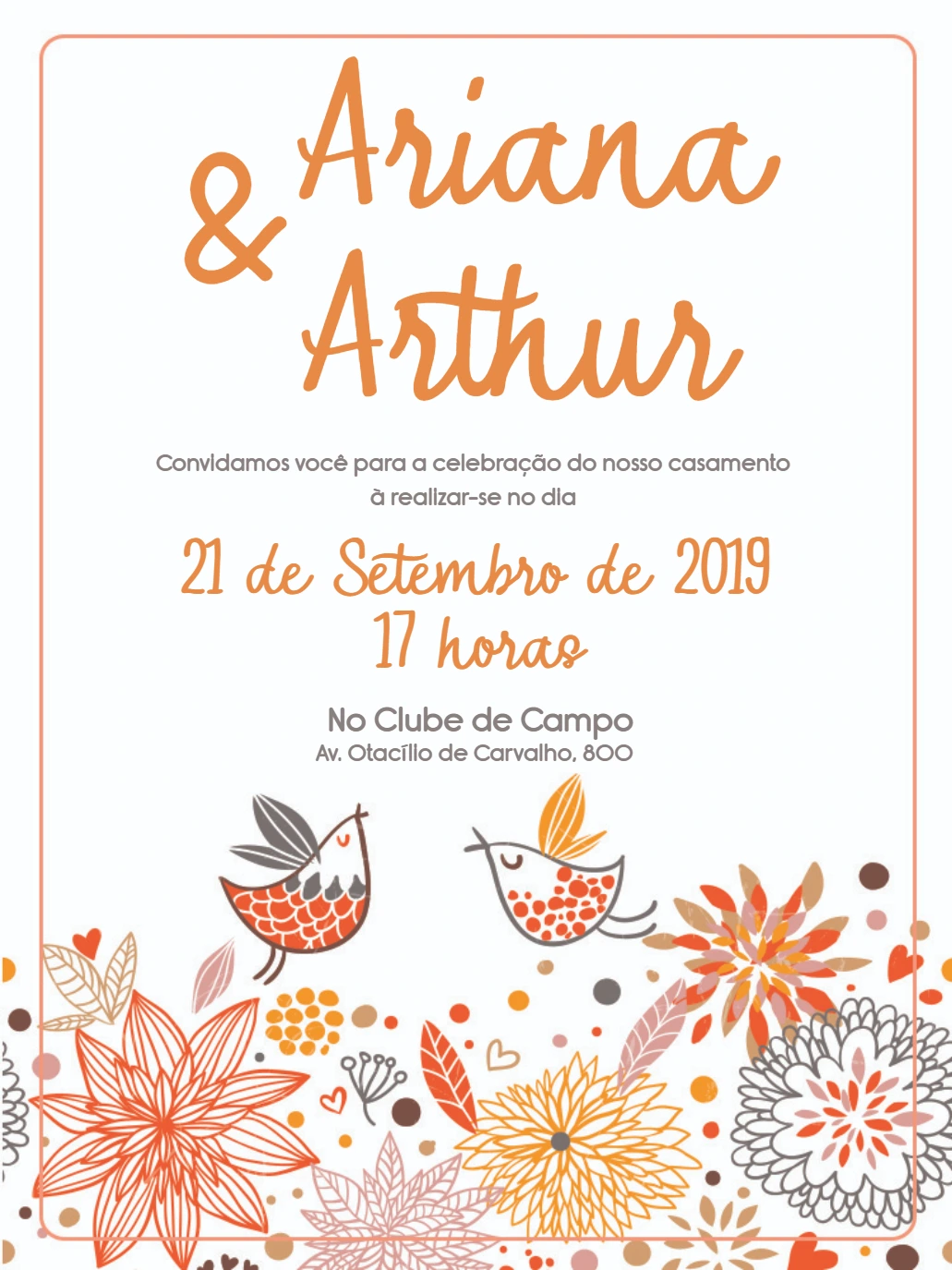 Convite de Casamento Jardim de Flores para Editar Online