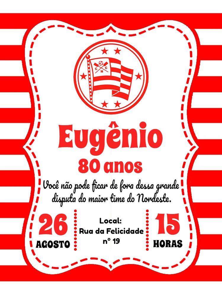 Convite Aniversário Náutico Time de Futebol para Editar Online