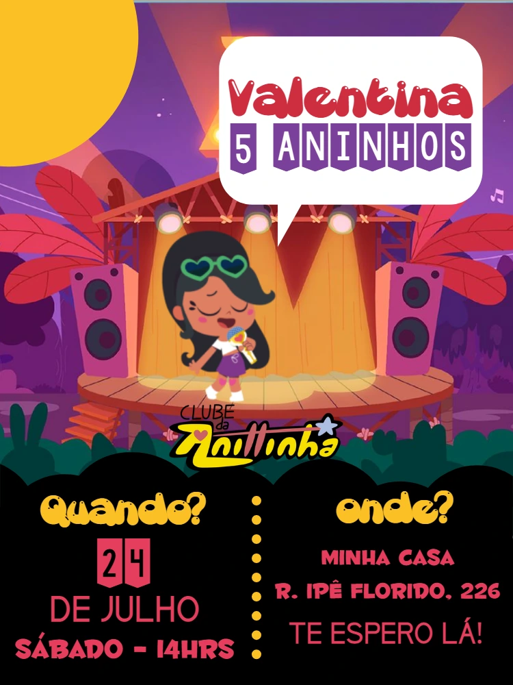 Convite Aniversário Clube da Anittinha para Editar Online